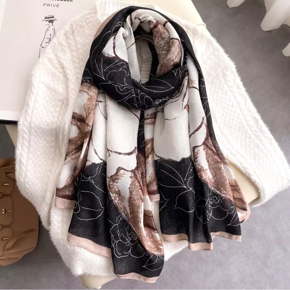 Accessories - LOWEST PRICE Luxury Floral Pattern Lightweight Viscose Scarf Shawl